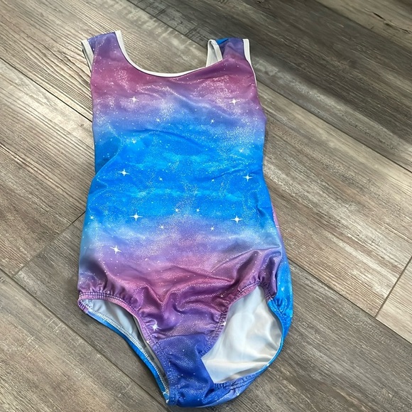 Gymnastics ombré purple and blue Leotard Child Large - Picture 7 of 10
